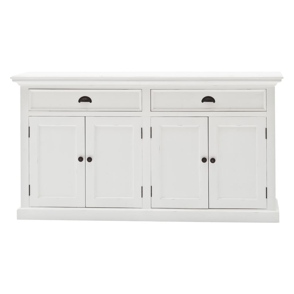 Halifax Classic 57'' Pure White Mahogany Buffet with Antique Brass Hardware