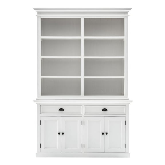 NovaSolo Halifax Buffet Hutch Unit with 8 Shelves, Classic White