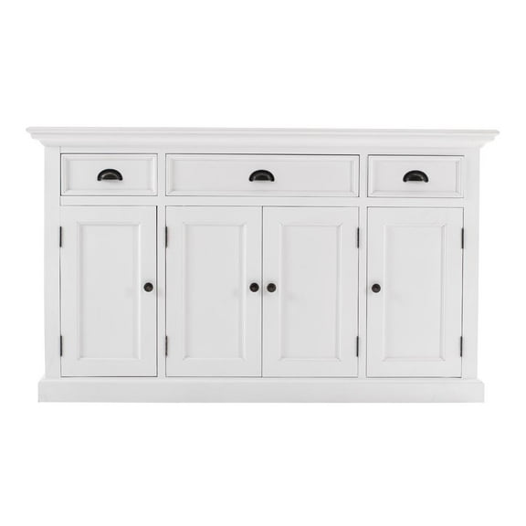 NovaSolo Halifax Mahogany Wood Buffet with 4 Doors 3 Drawers in White