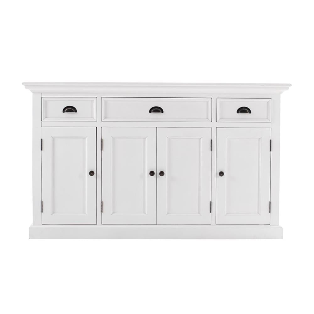 Classic White Halifax Mahogany Buffet with 4 Doors and 3 Drawers