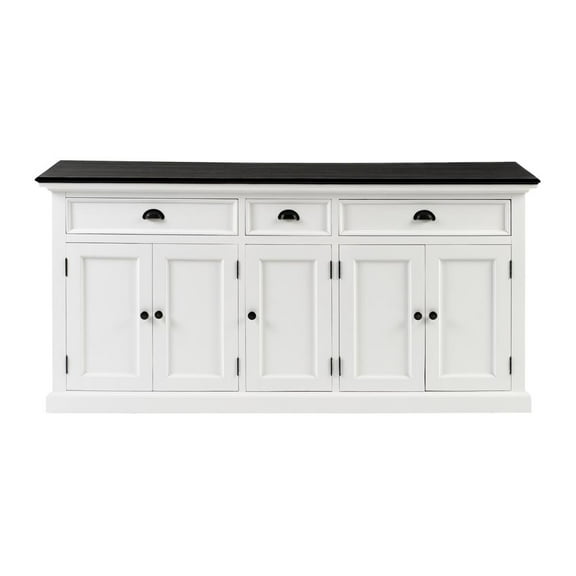 NovaSolo Halifax Mahogany Wood Buffet with 5 Doors 3 Drawers in White