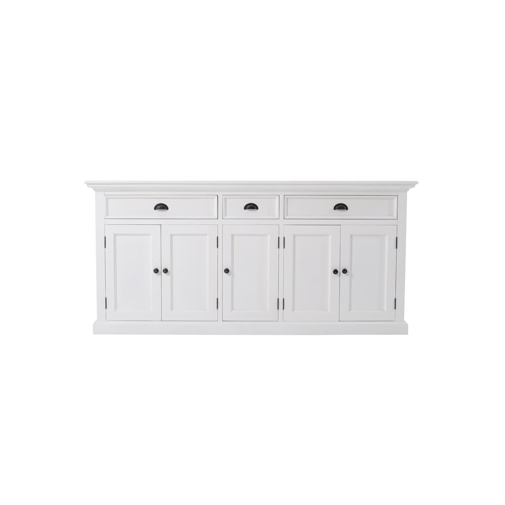 Halifax Classic White 70'' Mahogany Wood Buffet with Brass Accents