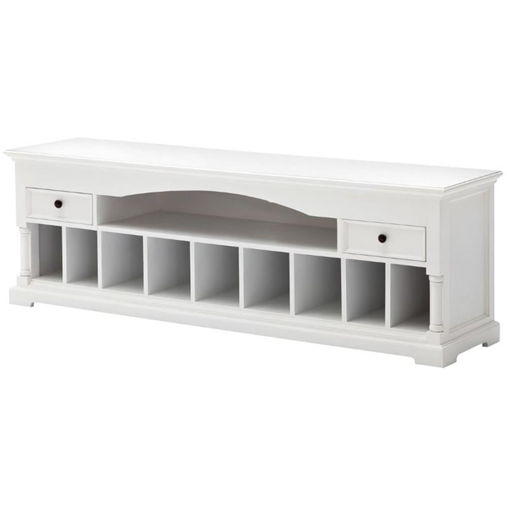 Provence Grand White Mahogany Media Console with Brass Hardware