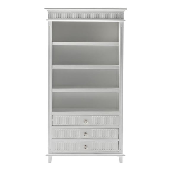 NovaSolo Bookcase with 3 Drawers Skansen Solid Wood in White