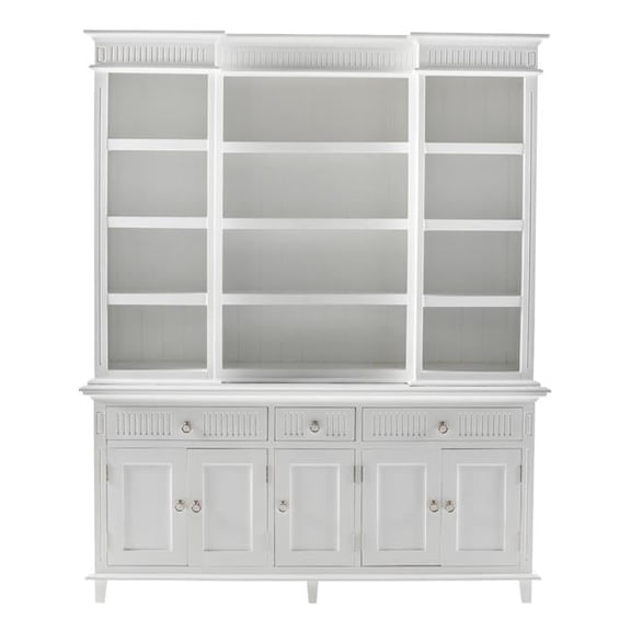 NovaSolo Kitchen Hutch Cabinet with 5 Doors 3 Drawers Skansen in White