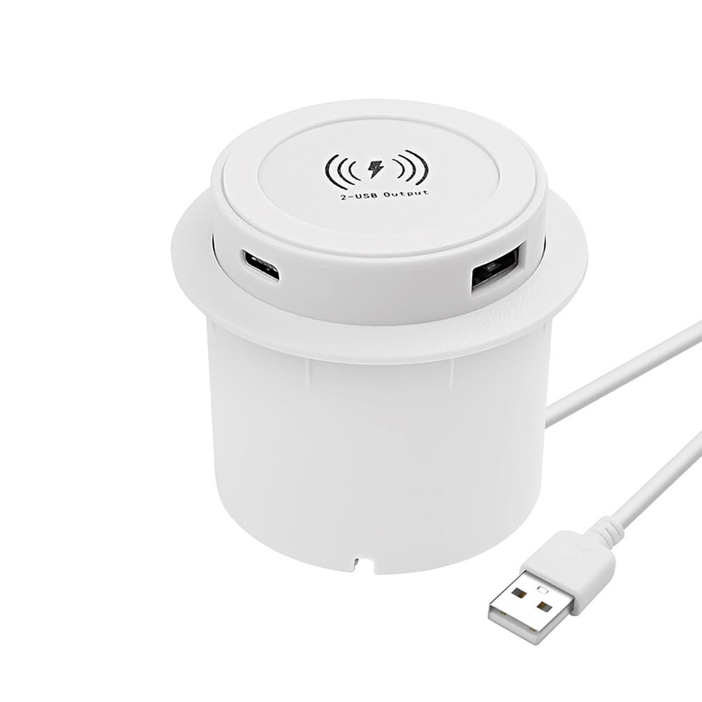 Modern Mid Century Desk with USB-C & Qi Wireless Charging Station