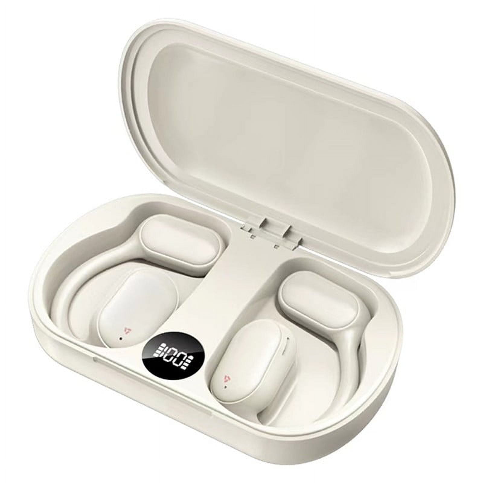 NovaSpark Open Ear Blue Tooth Headphones Wireless Earbuds with Noise Canceling Mic Open Ear Earbuds Premium Sound Led Display Anti Sweat