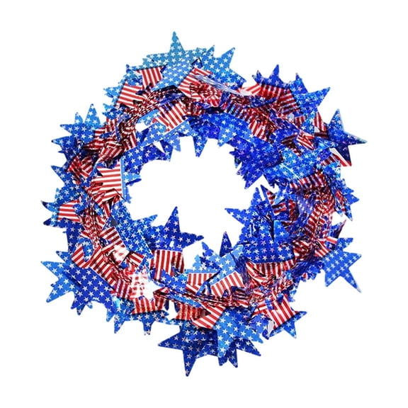 NovaStitch 25CM Patriotic Wire Star Garland, Red Blue Silver Star Tinsel Garlands with Wire, Fourth of July Party Decor, Independence Day Birthday Party Festive Ornament