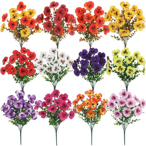 NovaStitch 2PCS Artificial Plastic Outdoor Flower Bouquet Faux Fake Plant for Garden Patio Home Decoration in Pink