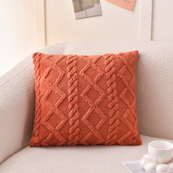 NovaStitch Cable Knit Textured Plush Throw Pillow Cover 18x18 Inch Soft Fuzzy Decorative Square Cushion Case for Sofa Couch Bed Farmhouse Home Decor