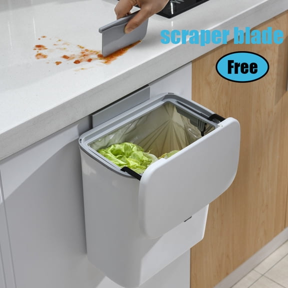 NovaStitch Compost Bin Kitchen Under Sink Compost Bin Indoor Kitchen Sealed Compost Bucket for Kitchen Wall Mounted Trash Can Gray with Lid
