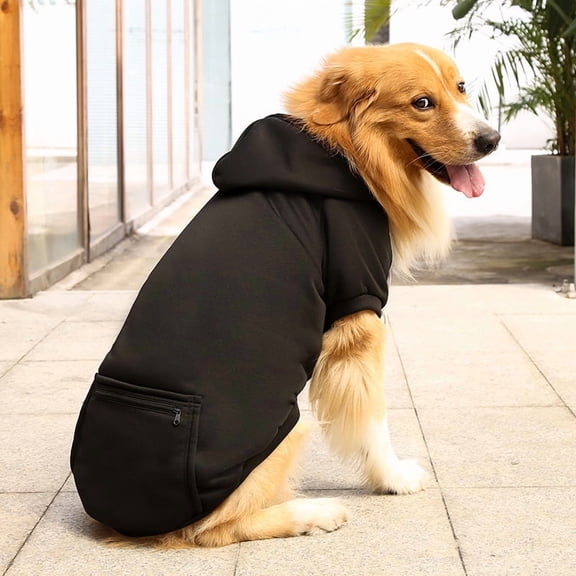 NovaStitch Dog Hoodie for Large Medium Small Dogs Soft and Warm Pet Sweater with Pocket Puppy Fall Winter Jacket Clothes Cold Weather Coat Sweatshirt Black L