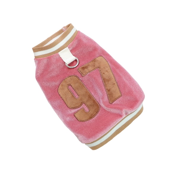 NovaStitch Dog Jersey Pet Clothes Number 97 Soft Warm Cotton Blend Sweatshirt for Fall Winter Breathable Pet Sports Shirt Outdoor Daily Wear Pink M