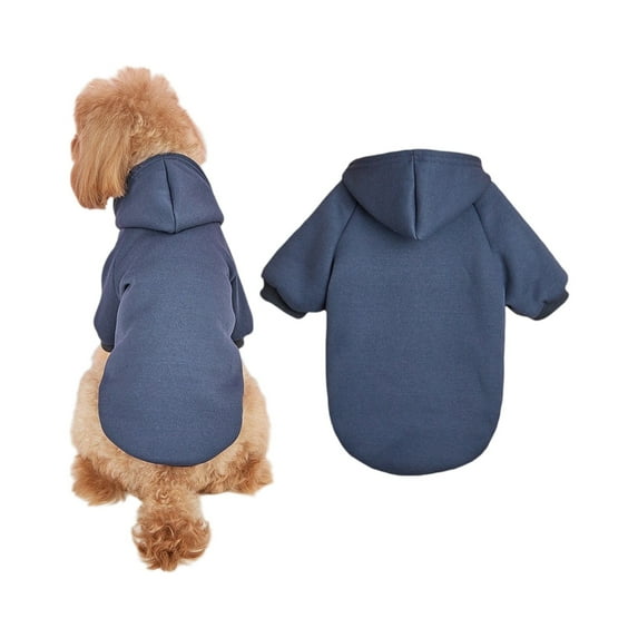 NovaStitch Dog Solid Color Jumpsuit Hooded Winter Dog Sweatshirt Blouse Adorable Puppy Coat for Small Medium Dogs Navy M