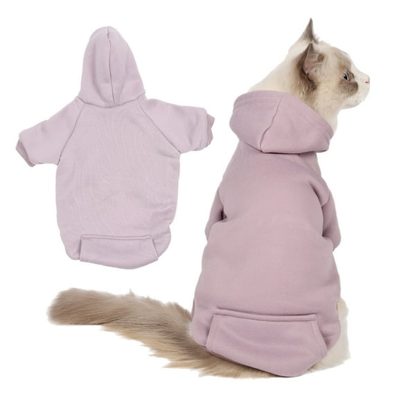NovaStitch Dog Sweaters Dog Hoodie Sweater Solid Soft Fleece Clothes Pet Hoodie Sweatshirt with Pocket for Small and Medium Dogs Purple S