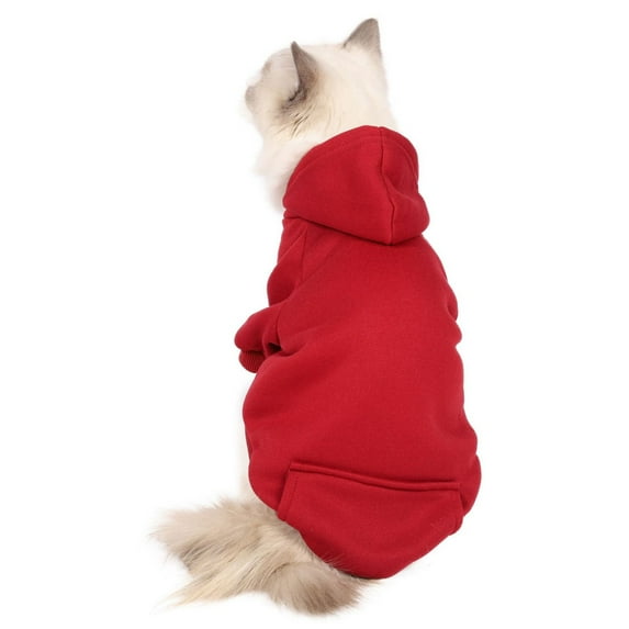 NovaStitch Dog Sweaters Dog Hoodie Sweater Solid Soft Fleece Clothes Pet Hoodie Sweatshirt with Pocket for Small and Medium Dogs Red XS