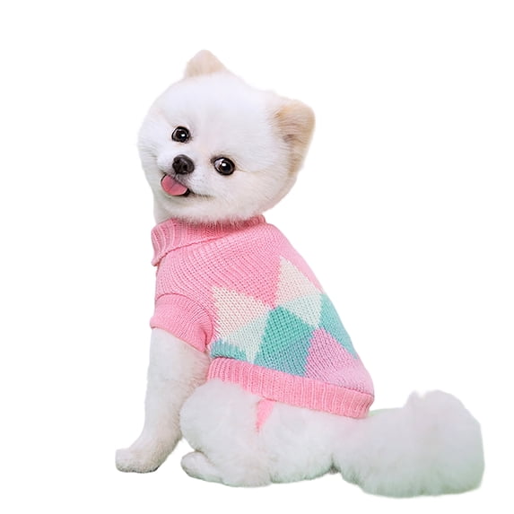 NovaStitch Dog Sweaters for Small Dogs Girls Cute Stripe Puppy Cat Sweaters Soft Warm Knitwear Turtleneck Pullover Small Dog Sweater Clothes Pink S