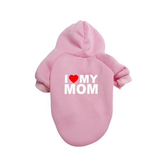 NovaStitch I Love My MOM Letter Print Dogs Clothes Dog Basic Hoodie Soft Cold Weather Dog Sweaters for Medium Large Dogs Cozy Fabric Warm Sweatshirt Light pink S
