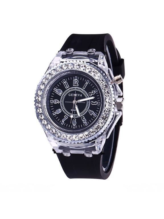 Luminous Quartz Watch, Unisex Light Up Wrist Watch, Fashion Analog Watch with Silicone Band, Glow in the Dark Watch for Party, LED Flashing Watch for Men