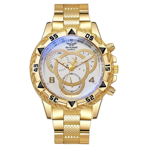NovaStitch Men’s Business Fashion Watch Alloy Band Classic Quartz Movement Analog Display Luminous Date Window for Daily Office Wear - Gold