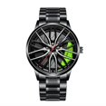 thumbnail image 1 of NovaStitch Men‘s Fashion Watch Car Wheel Dial Design Quartz Movement, Mens Wrist Watch with Stainless Steel Band, Casual Analog Watch for Men Daily Wear - Green, 1 of 6