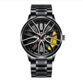 thumbnail image 1 of NovaStitch Men‘s Fashion Watch Car Wheel Dial Design Quartz Movement, Mens Wrist Watch with Stainless Steel Band, Casual Analog Watch for Men Daily Wear - Yellow, 1 of 6