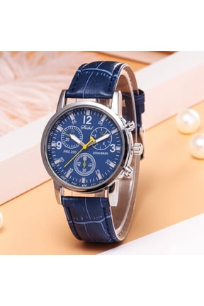 Mens Quartz Watch Blue Dial Analog Display Classic Dress Watch for Daily Casual Business Wear - Blue