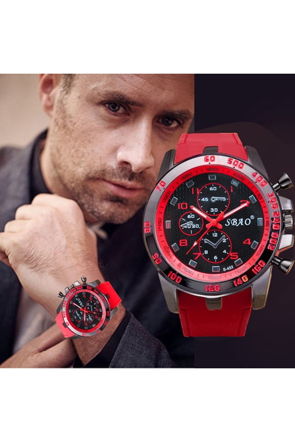 Men‘s Silicone Sports Wristband Watch with Large Dial, Digital Electronic Watch for Outdoor Running, Casual Sport Wrist Watch for Men - Red