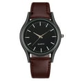 thumbnail image 1 of NovaStitch Men‘s Watch Minimalist Leather Strap Watch, Casual Analog Wristwatch for Daily Wear, Classic Dress Watch for Men - Black Dial Dark Brown Band, 1 of 4