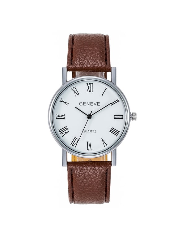 Men‘s Watch with Numeral Faux Leather Strap Analog Watches, Classic Casual Wrist Watches for Men Daily Office, Fashion Mens Watches