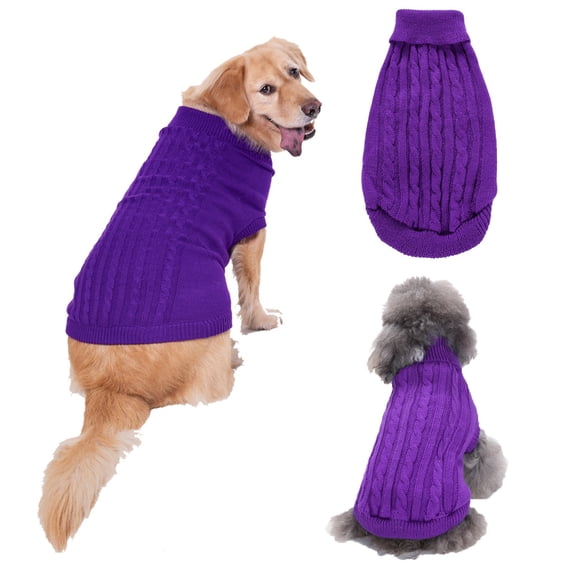 NovaStitch Pet Dog Sweaters Knitted Pet Dog Winter Warm Dog Sweatshirt Clothes Kitten Puppy Sweater for Small and Medium Dogs Purple M