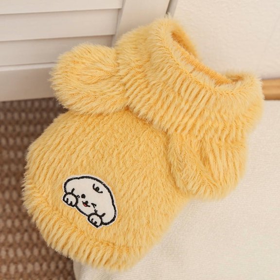 NovaStitch Pet Ribbed Fleece Sweaters Pullover Sweatshirt for Small Dogs Cat Puppy Warm Winter Clothes Yellow 3XL