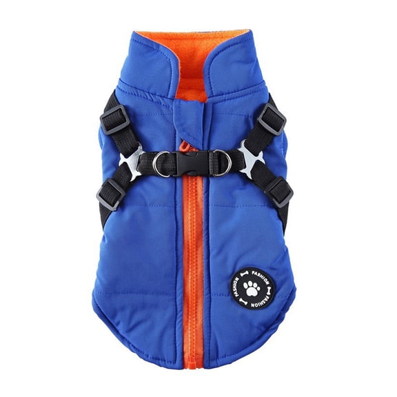 NovaStitch Pet Warm Fleece Back Zipper Jacket Small Dog Vest Harness Puppy Winter 2 in 1 Outfit Cold Weather Coat Medium Blue XS