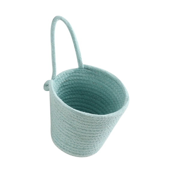 NovaStitch Small Hanging Storage Basket Woven Wall Mount Organizer Bin Under Cabinet Clutter Tote Vanity Desk Supply Holder 6.69x6.10x4.72in Blue