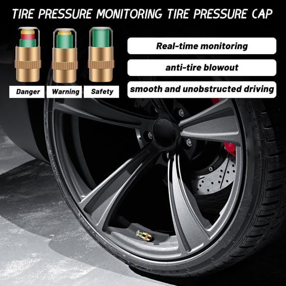 NovaStitch Tire Pressure Monitoring Caps Valve Stem Caps Eye Alert Indicator for Car Truck SUV Motorcycle Tire Safety Tool