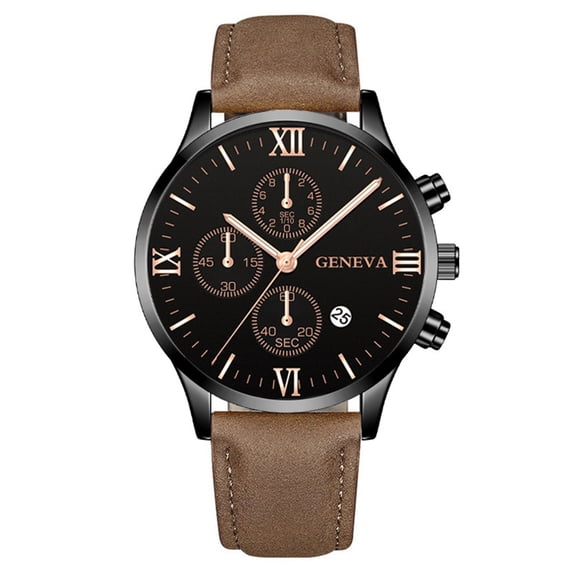 NovaStitch Watches for Men Ultra Thin Large Face Casual Day Watch Leather Band Japan Quartz Movement Analog Display Fashion Daily Wear Gift for Men