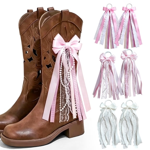 NovaStitch Western Boot Bow Charm Fringe Tassel Star Striped Ribbon Shoe Decor for 4th of July Costume Party Boot Accessory Gift