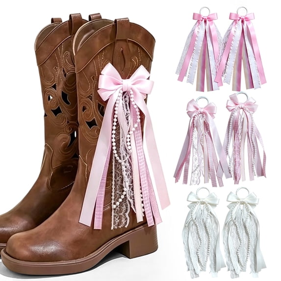 NovaStitch Western Boot Bow Charm Fringe Tassel Star Striped Ribbon Shoe Decor for 4th of July Costume Party Boot Accessory Gift