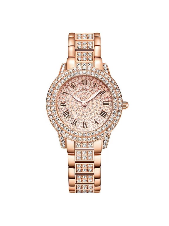 Women's Watches, Rhinestone Quartz Wrist Watches for Women, Full Diamond Dial Analog Watch, Bling Ladies Dress Watch for Party and Gifts, Women's Wrist Watches