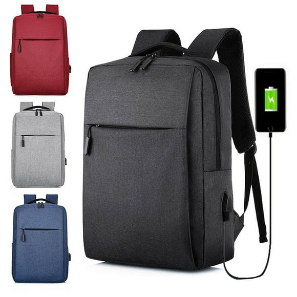 Novaa Bags 16" Slim Casual Waterproof Laptop Backpack with USB Charging Port Black