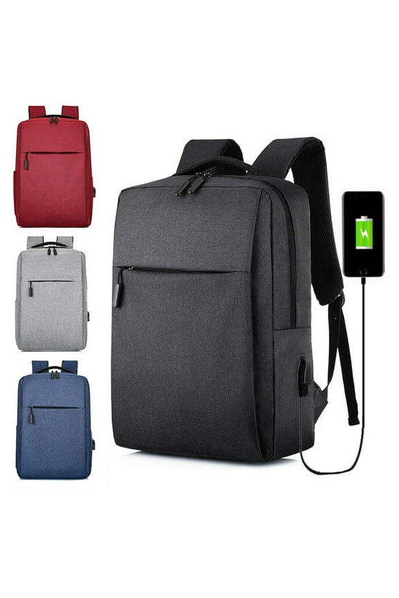 16" Slim Casual Waterproof Laptop Backpack with USB Charging Port Black
