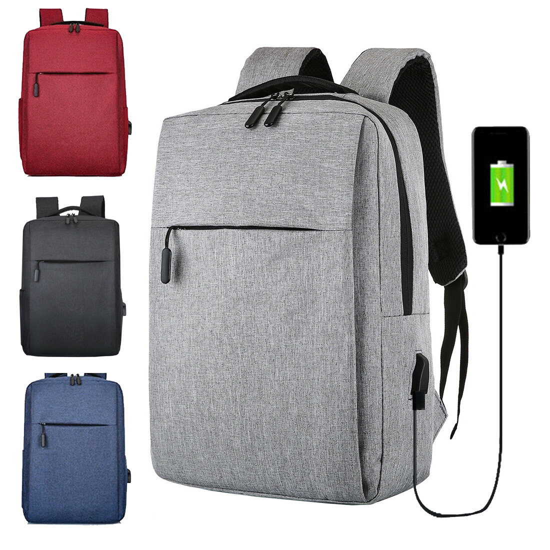 Novaa Bags 16" Slim Casual Waterproof Laptop Backpack with USB Charging Port Gray - image 1 of 5