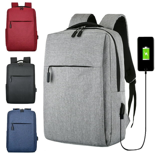 Novaa Bags 16" Slim Casual Waterproof Laptop Backpack with USB Charging Port Gray