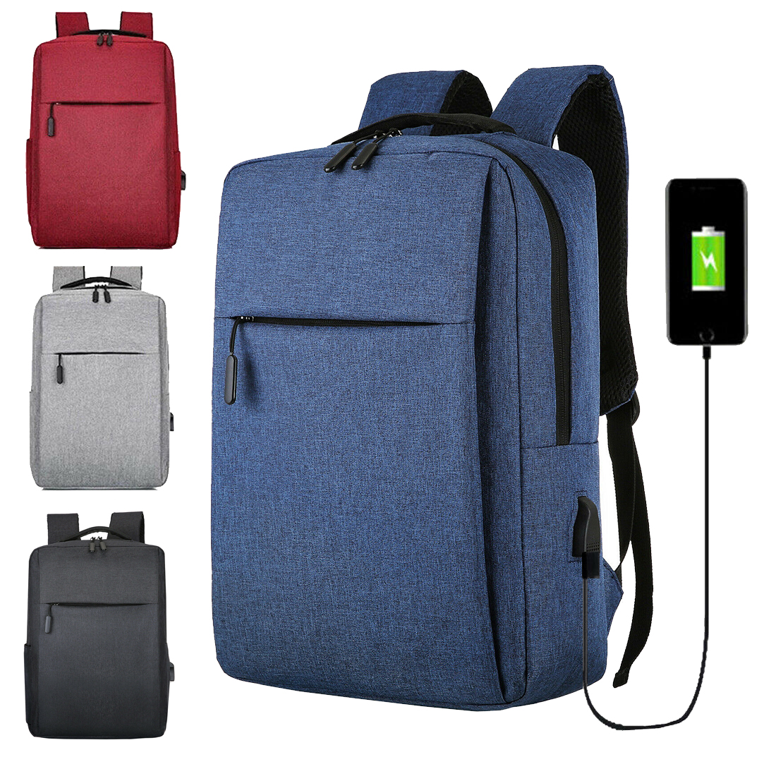 Novaa Bags 16" Slim Casual Waterproof Laptop Backpack with USB Charging Port Navy - image 1 of 6