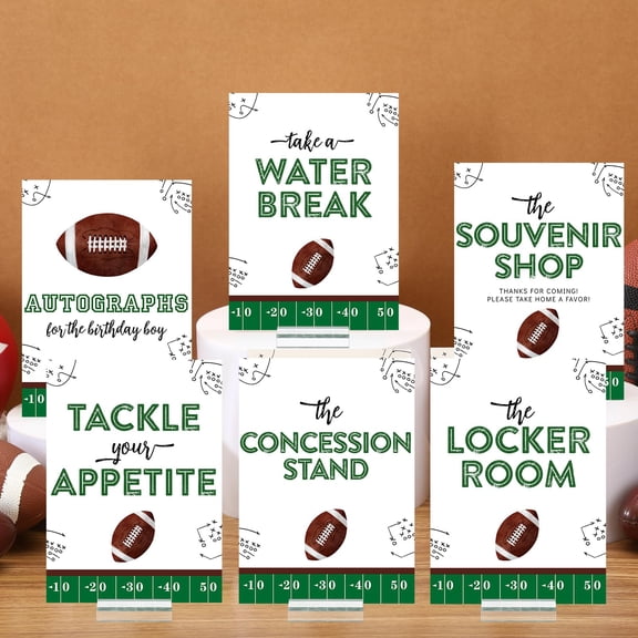 Novabright 6 Pcs Football Baby Shower Decor Football Sign Decorations 5 x 7" Centerpieces for Table Acrylic Table Topper Take One Sign Decor for Home Sport Fiesta Game Day Party Fans Club Y101