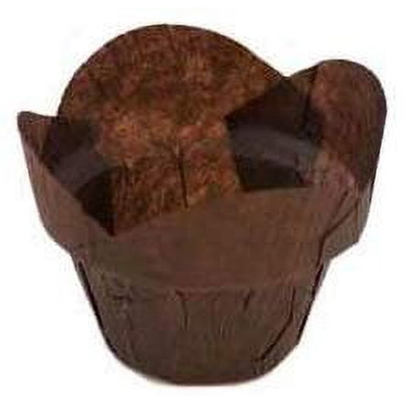 Novacart Brown Tulip Baking Cup-Round-Tip Step 150, Bottom diameter 2 inch, height 2 to 2.88 inch