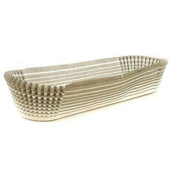 Novacart Oval Glassine Paper Condiment Candy Party Cup 2.38" x 1" Bottom, 0.75" High, Gold-Striped Exterior - Pack of 200