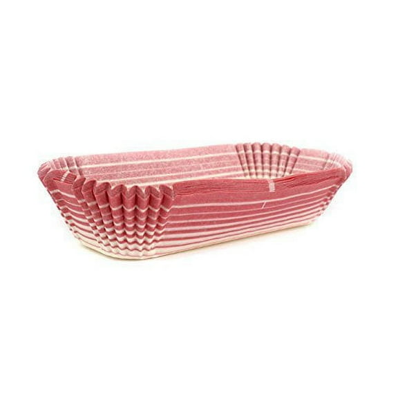 Novacart Rectangle Glassine Paper Condiment Candy Party Cup 3.38" x 1.19" Bottom, 0.88" High, Burgundy-Striped Exterior - Pack of 200
