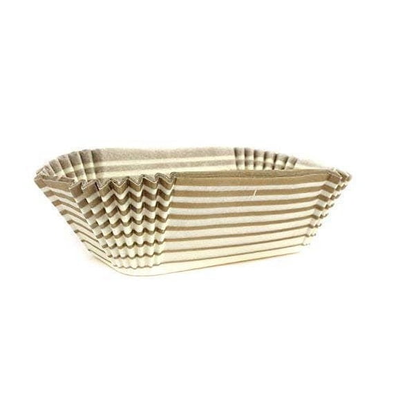 Novacart Rectangle Glassine Paper Condiment Candy Party Cup 3.38" x 1.19" Bottom, 0.88" High, Gold-Striped Exterior - Pack of 200