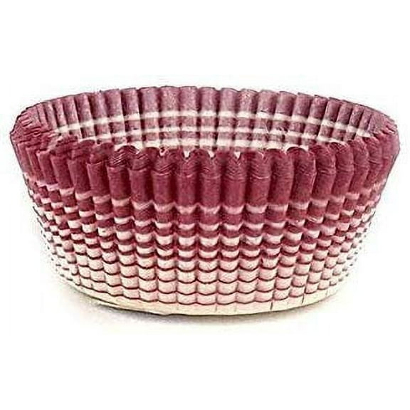 Novacart Round Glassine Paper Condiment Candy Party Cup 1.75" Bottom Diameter x 0.88" High, Burgundy-Striped Exterior - Pack of 200